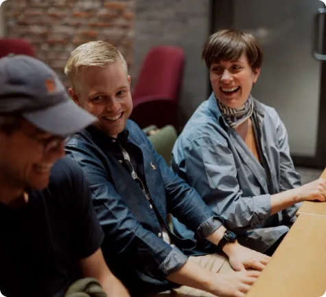 People smiling and laughing